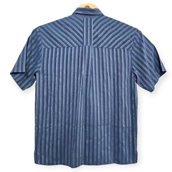 REI Mens Large‎ Blue Striped Short Sleeve Button Up Shirt Outdoors *Soft* - Picture 3 of 5